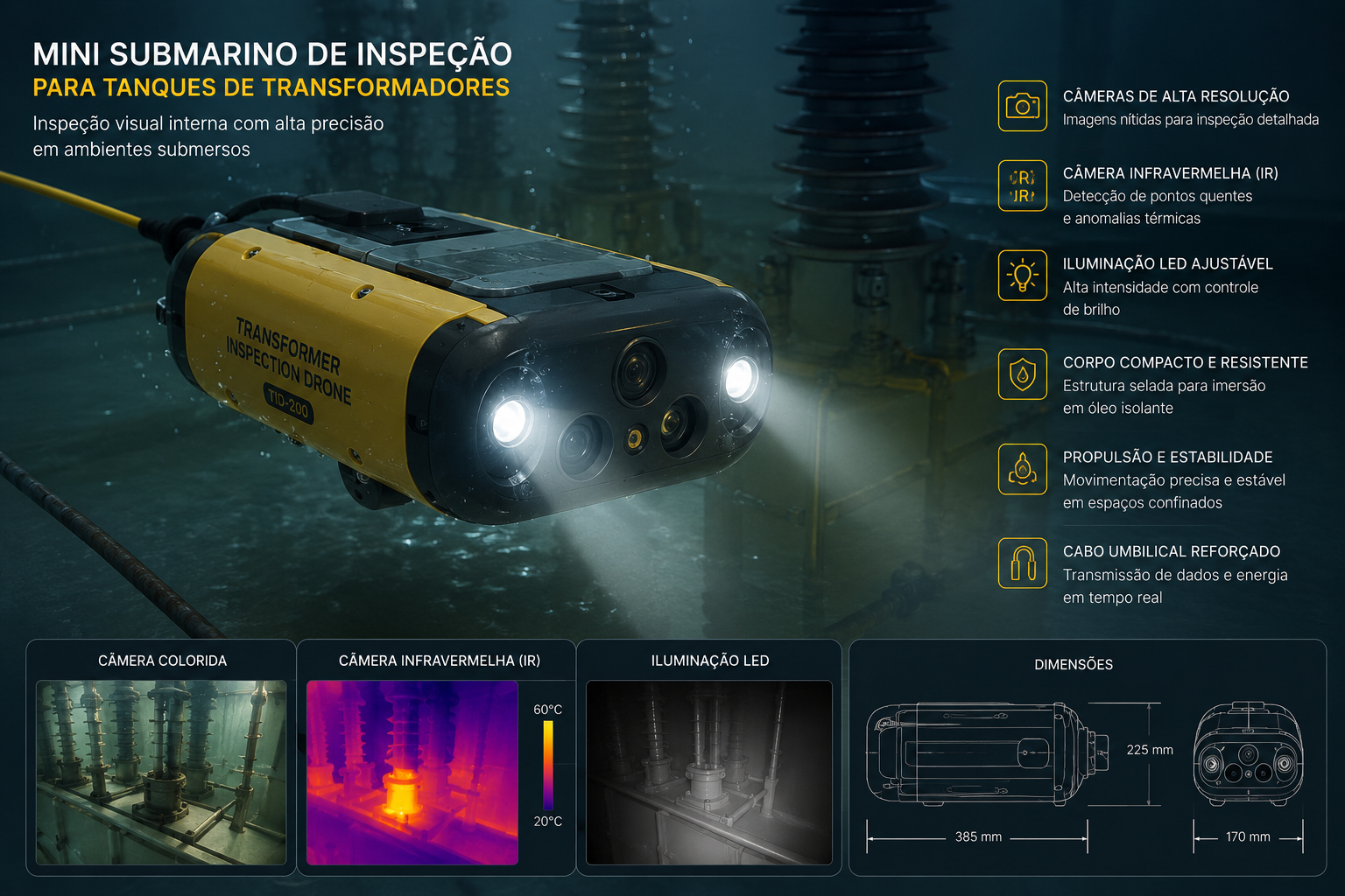 Submersible transformer inspection drone